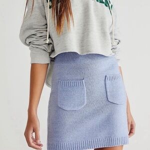 Blue Knit Pocket Skirt